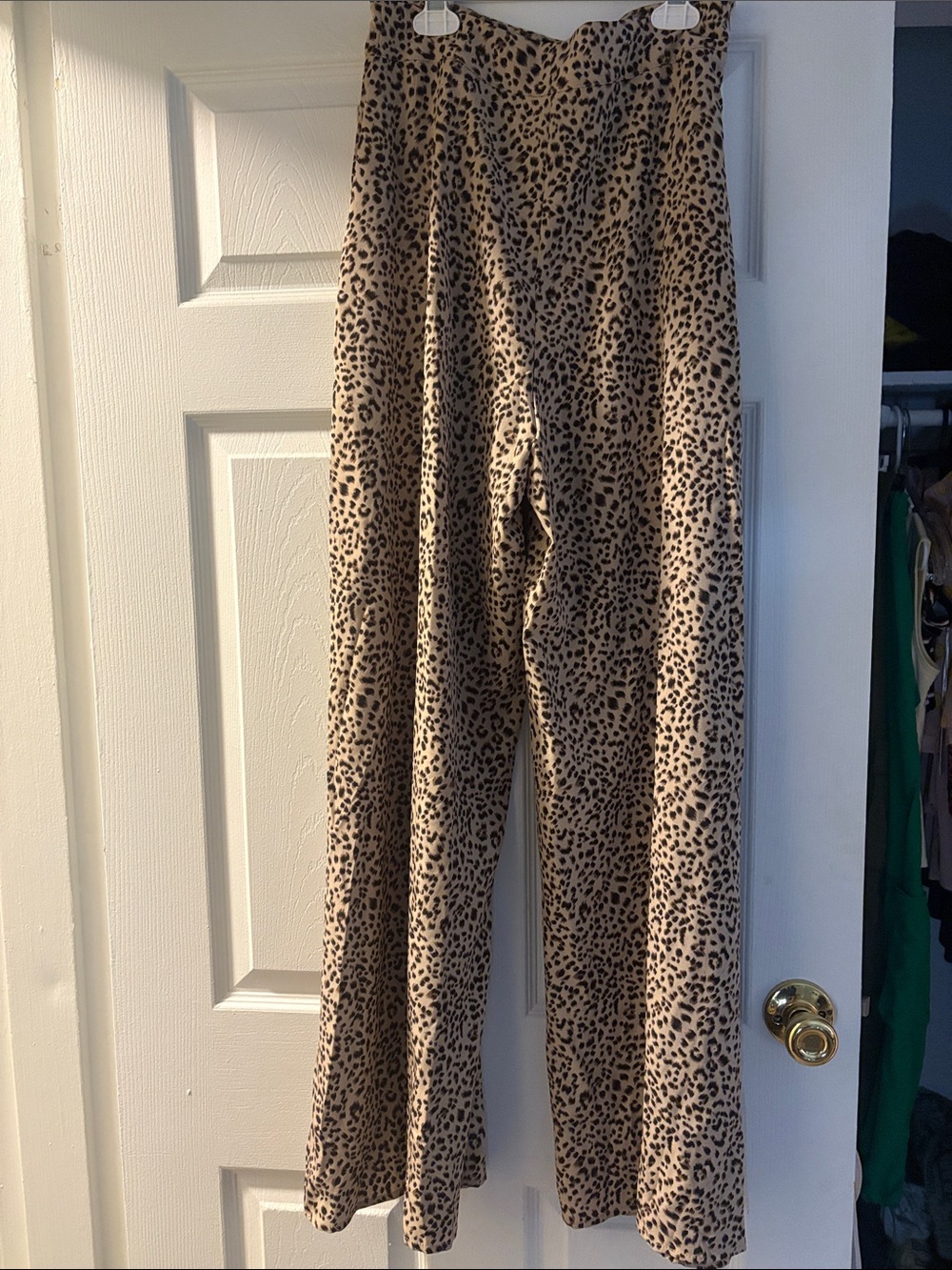 Women's Tall Leopard Print Wide-Leg Pants - Beige